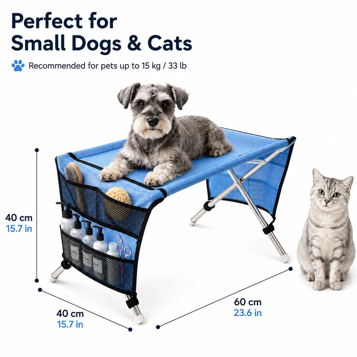 Pet Grooming Table for Small Dogs Cats, Portable Restraint Stand for Bathing Nail Trimming Hair Cutting Blow Drying