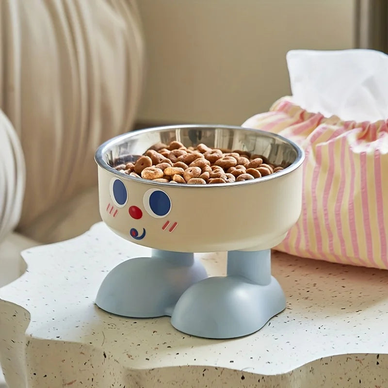 Elevated Stainless Steel Pet Bowl – Anti-Tip Design with Non-Slip Silicone Base & Chew-Proof Edge for Small Cats/Dogs Feeding