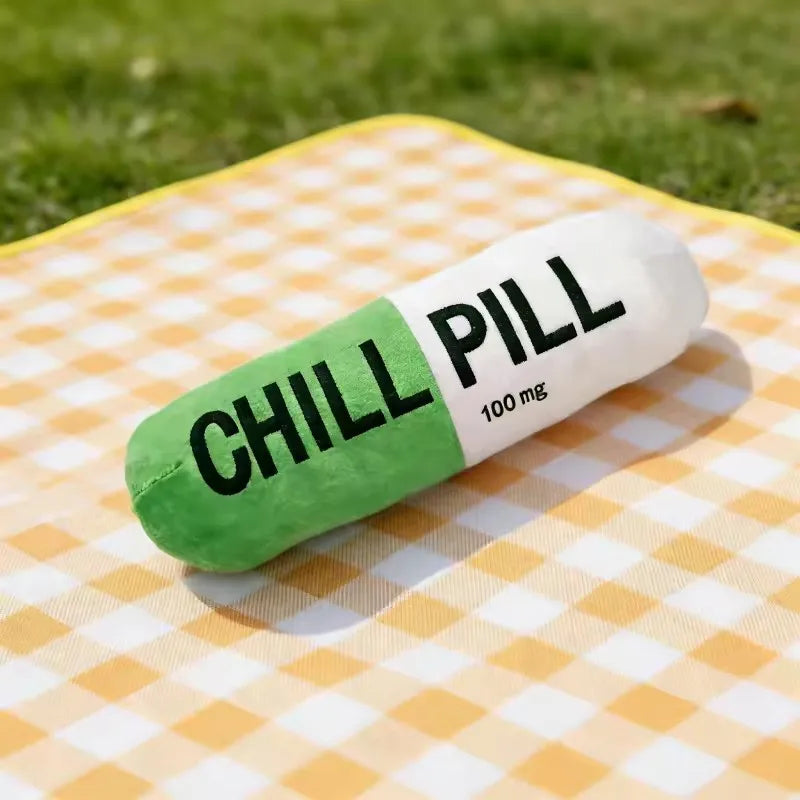 Pet Pill Capsule Plush Dog Chew Toy With Squeaker, Durable Bite-Resistant Puppy Play Toy, Safe Tooth Cleaning Dog Pet Supplies