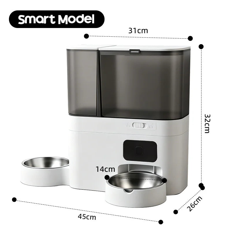 Intelligent Automatic Cat Feeder with Built-in Water Dispenser Integrated Pet Feeding Station Button-WiFi-Video Timed and Quanti