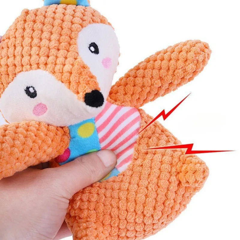 Pet Plush Toy Dog Interactive Teeth Cleaning Toys Cute Animal Style Bite Resistant Squeaky Puppy Sound Chew Toy Pet Supplies