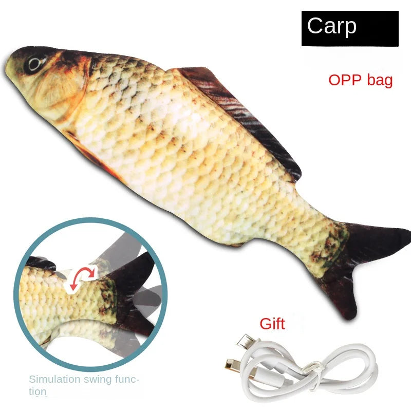 Pet Cat Pet Dog Soft Plush Toy USB Charging Simulation Fish Interactive Training Grinding Teeth Pet Chewing Toy