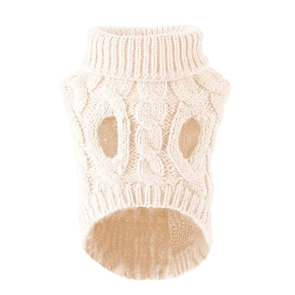 Solid Color Twist Knit Dog Sweater Warm Comfortable Pet Apparel For Cold Weather