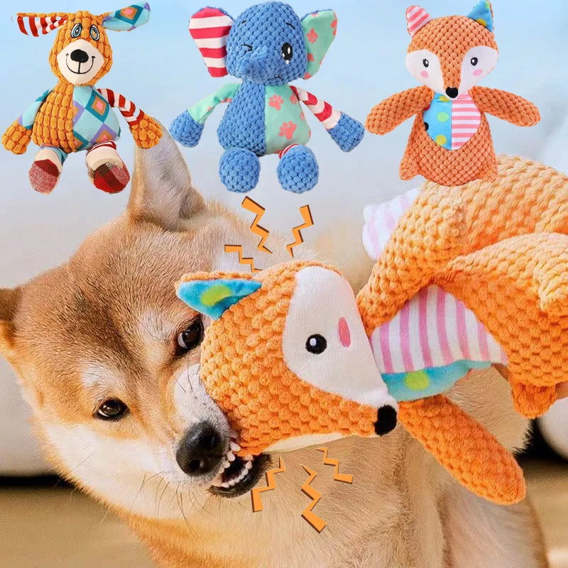 Pet Plush Toy Dog Interactive Teeth Cleaning Toys Cute Animal Style Bite Resistant Squeaky Puppy Sound Chew Toy Pet Supplies