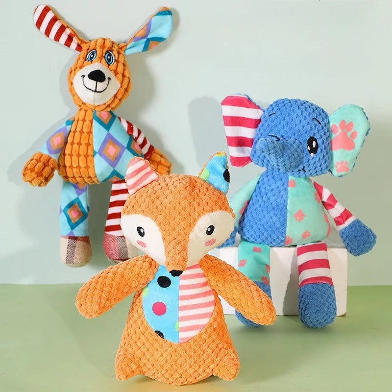 Pet Plush Toy Dog Interactive Teeth Cleaning Toys Cute Animal Style Bite Resistant Squeaky Puppy Sound Chew Toy Pet Supplies