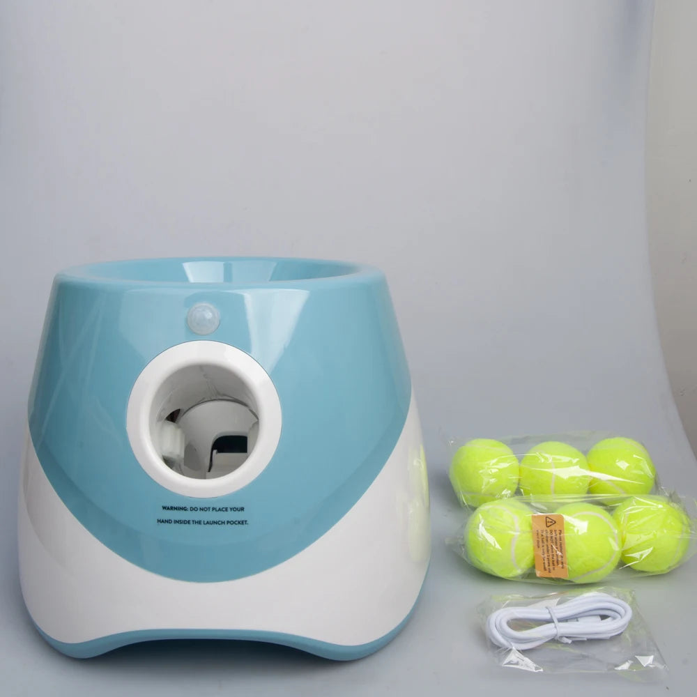 Automatic Ball Launcher for Dogs Interactive Puppy Pet Ball Outdoor Thrower Fetch Machine, 6 Balls Included