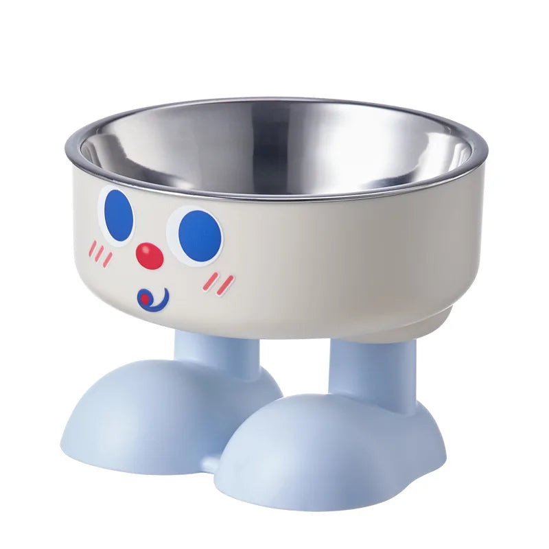 Elevated Stainless Steel Pet Bowl – Anti-Tip Design with Non-Slip Silicone Base & Chew-Proof Edge for Small Cats/Dogs Feeding