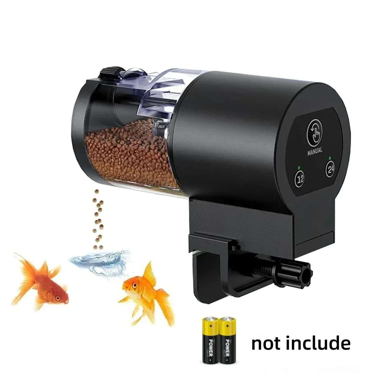 Automatic Fish Feeder 100ML Capacity Battery Operated Programmable Timer for Aquarium Fish Tank Easy to Set Up Vacation Use