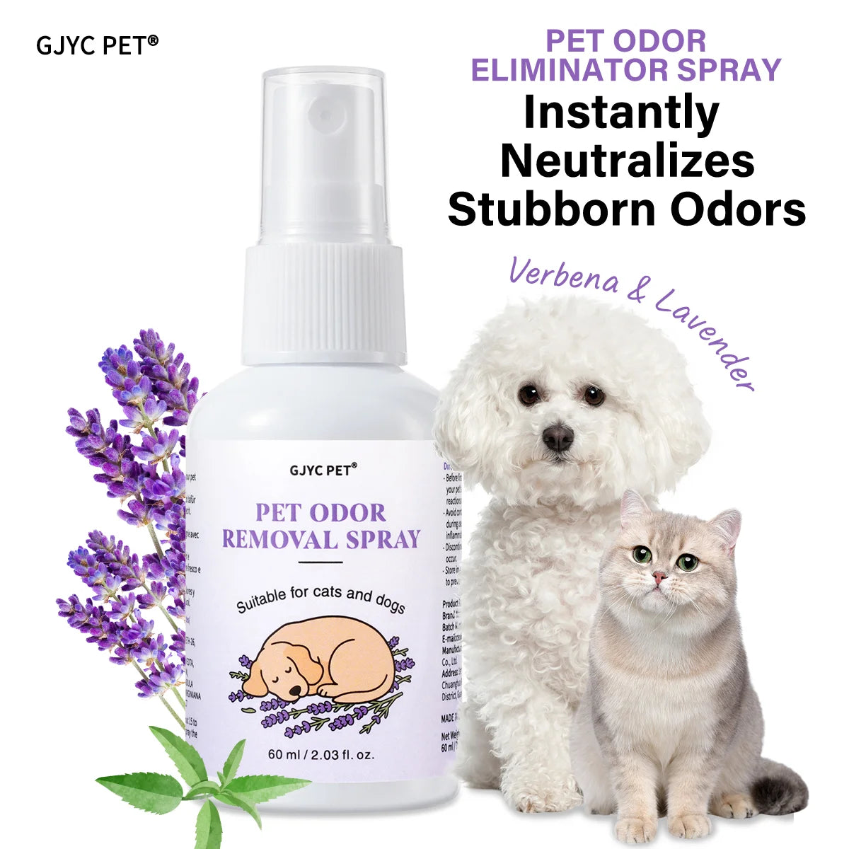 Pet Odor Eliminator Spray Verbena & Lavender Scent Alcohol-Free Non-Irritating Gentle Deodorizing Long Lasting Pet Essential