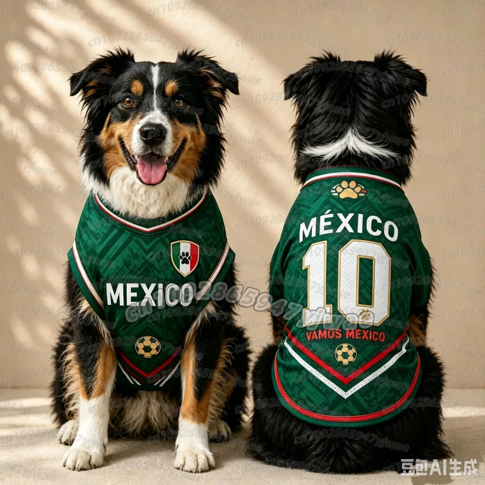 2026 new Summer Dog Clothes MEXICO no.10  print Basketball Clothes Puppy T-Shirt Summer Pet Cat Shirts For soccer fans Dogs vest