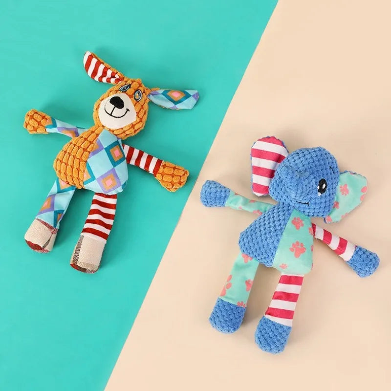 Pet Plush Toy Dog Interactive Teeth Cleaning Toys Cute Animal Style Bite Resistant Squeaky Puppy Sound Chew Toy Pet Supplies