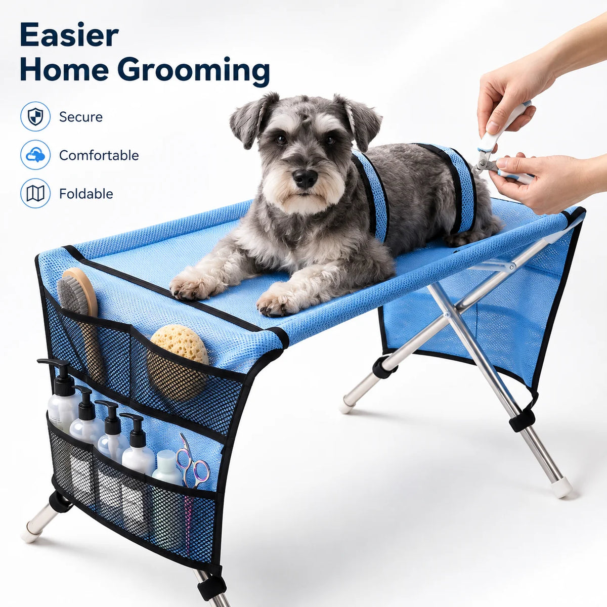 Pet Grooming Table for Small Dogs Cats, Portable Restraint Stand for Bathing Nail Trimming Hair Cutting Blow Drying
