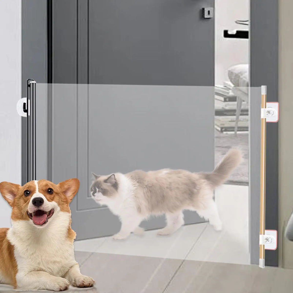 Pet Gate Retractable Portable Retractable Gate Indoor Screen Blocker Barrier Folding Expandable Divider For Puppy Toddler