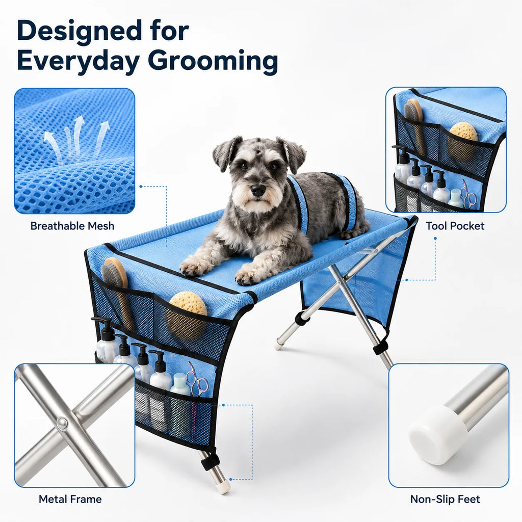 Pet Grooming Table for Small Dogs Cats, Portable Restraint Stand for Bathing Nail Trimming Hair Cutting Blow Drying