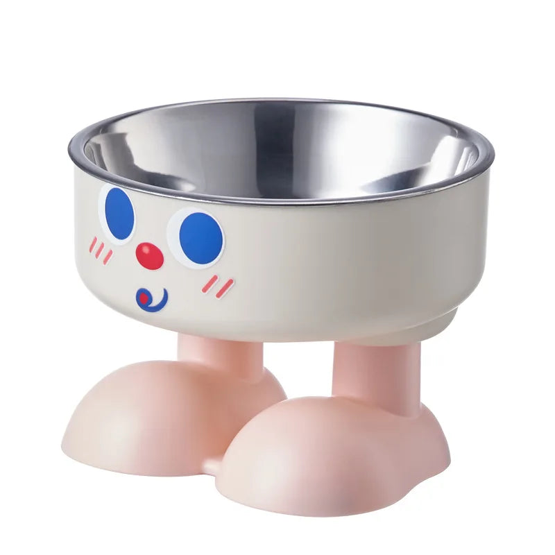 Elevated Stainless Steel Pet Bowl – Anti-Tip Design with Non-Slip Silicone Base & Chew-Proof Edge for Small Cats/Dogs Feeding