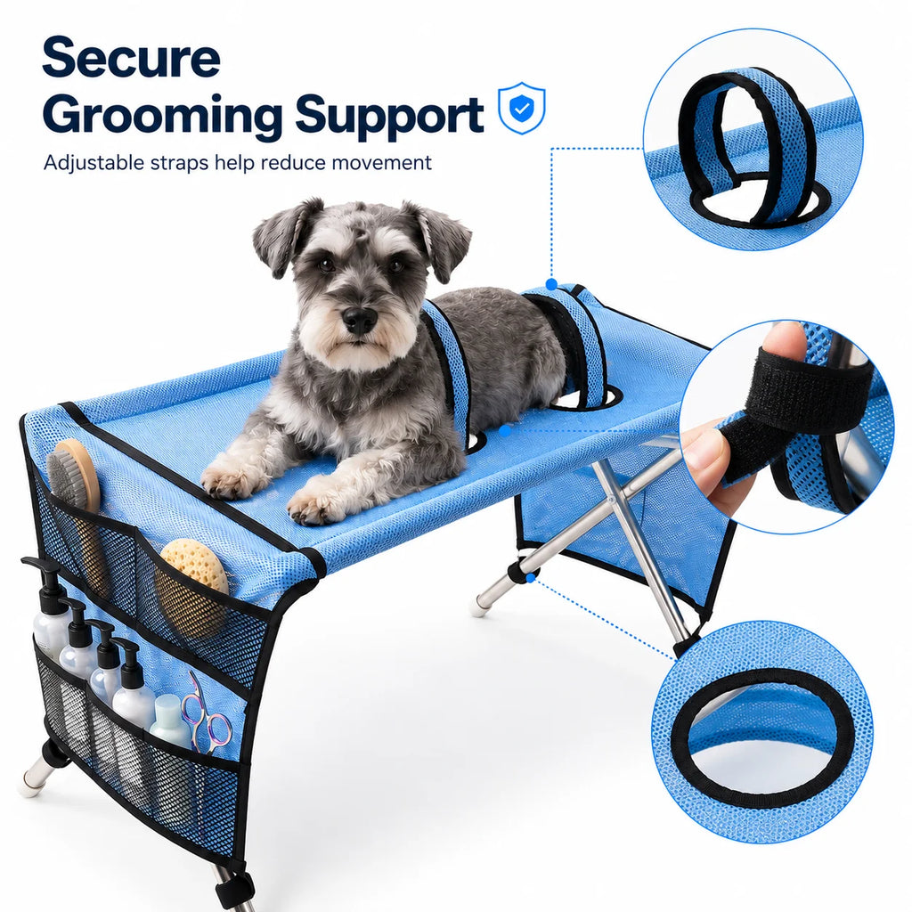 Pet Grooming Table for Small Dogs Cats, Portable Restraint Stand for Bathing Nail Trimming Hair Cutting Blow Drying