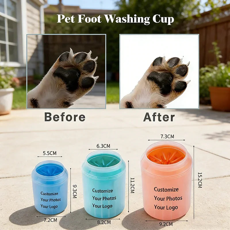 Custom Pet Paw Cleaner Soft Silicone Foot Cleaning Brush Portable Pet Dogs Towel Foot Washer Cleaning Bucket Clean Brush