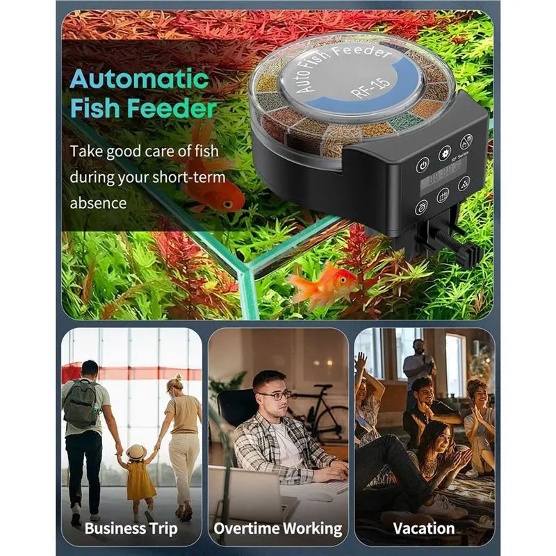 Adjustable Food Dispenser Automatic Fish Feeder For Aquarium Auto Vacation Timer Smart Automatic For Aquarium Fish Feeder