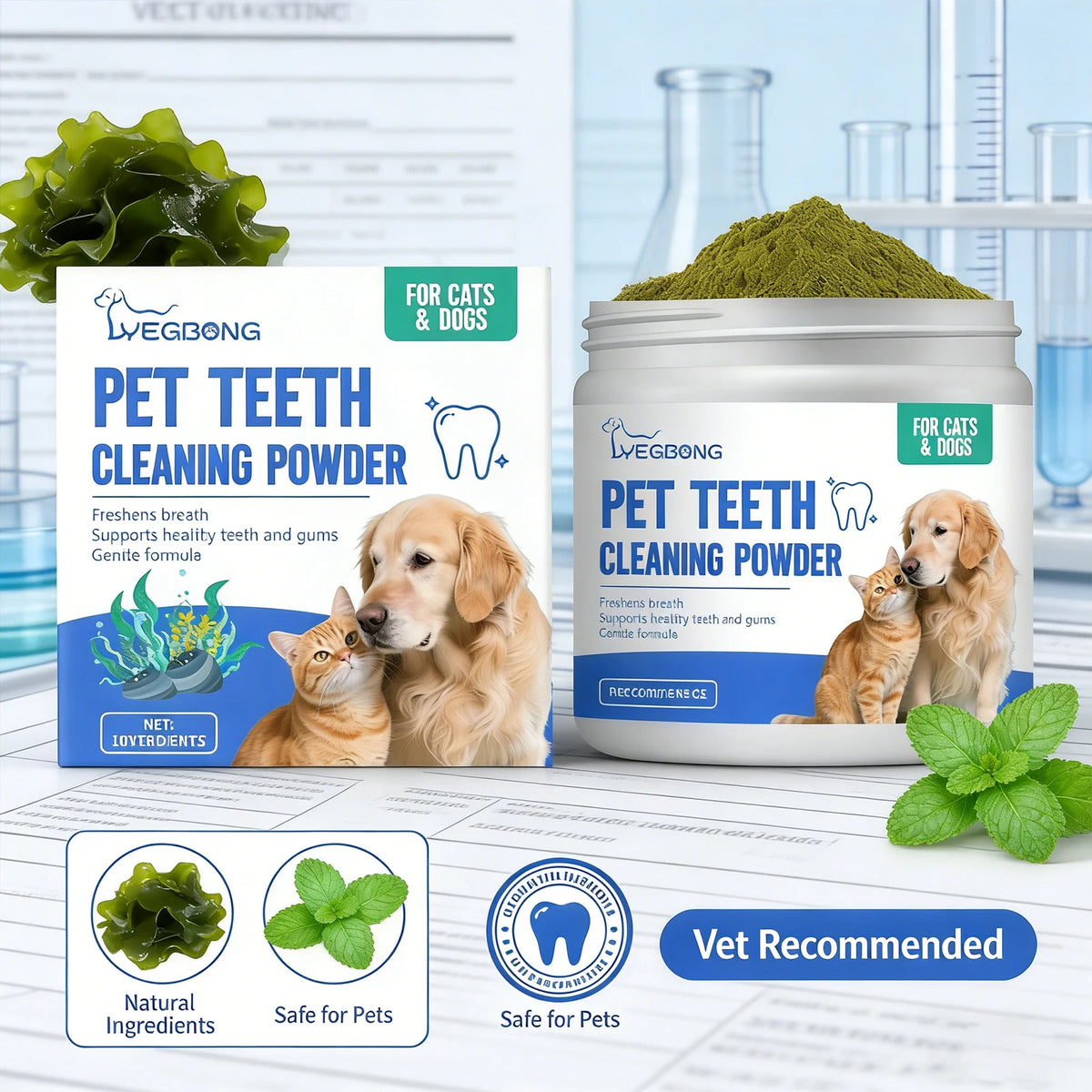 Pet Teeth Cleaning Powder Efficient Removing Dental Plaque Deeply Dissolve Dirt Inside Teeth Eliminate Oral Odor Pet Oral Powder
