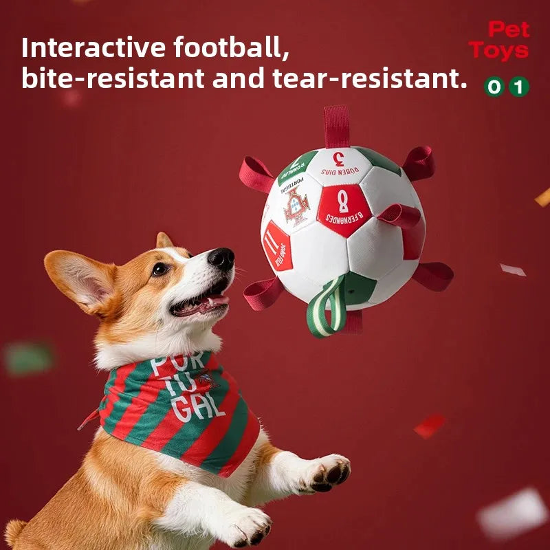Portugal National Football Team FPF Interactive Pet Soccer Toy with Grab Dog Bite Chew Ball Pet Accessories for Outdoor Training