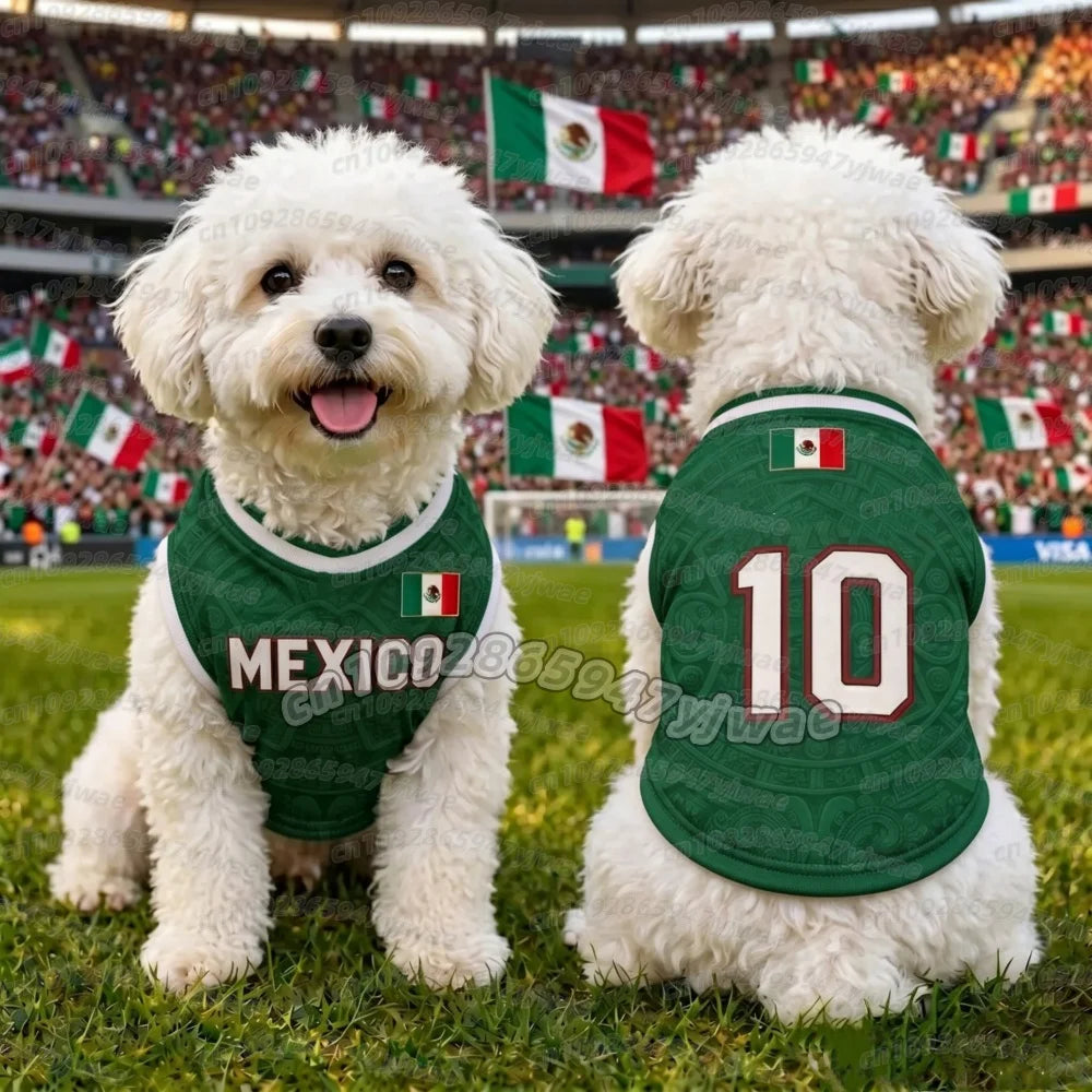 2026 new Summer Dog Clothes MEXICO no.10  print Basketball Clothes Puppy T-Shirt Summer Pet Cat Shirts For soccer fans Dogs vest