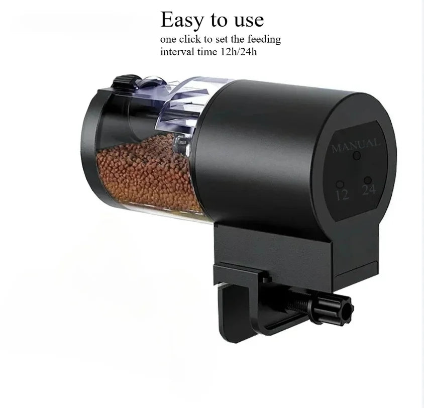 Automatic Fish Feeder 100ML Capacity Battery Operated Programmable Timer for Aquarium Fish Tank Easy to Set Up Vacation Use
