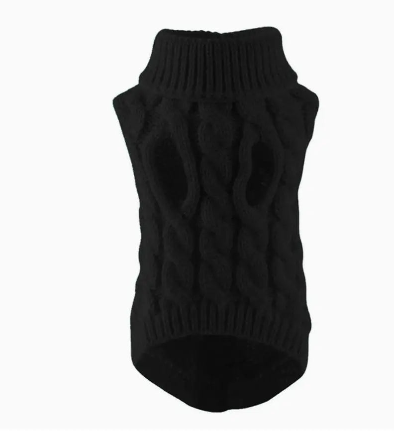 Solid Color Twist Knit Dog Sweater Warm Comfortable Pet Apparel For Cold Weather