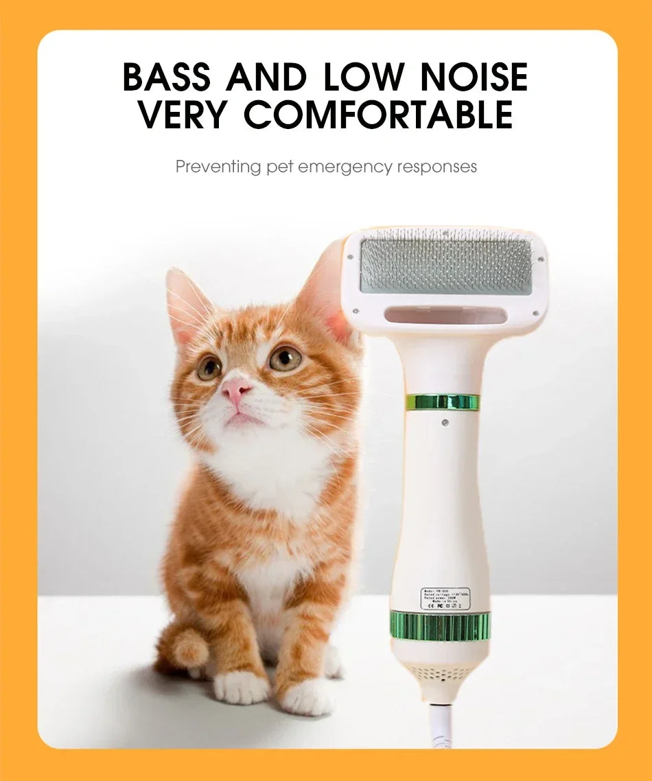 Pet Hair Dryer 2-in-1Cat Dog Puppy Dryer Grooming And Care Low Noise Adjust Temperature Pet Brush For Drying Portable Dog Blower
