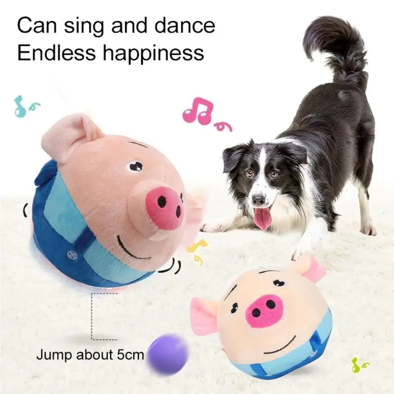 Pet Electronic Toy Cat Ball Pet Bouncing Jump Ball Music Vibration Bite Puppy Ball Interactive Dog Chewing Moving PlushDoll Toy