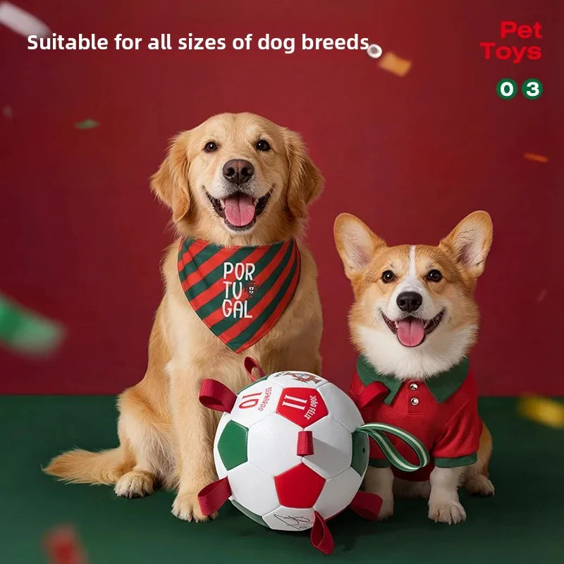 Portugal National Football Team FPF Interactive Pet Soccer Toy with Grab Dog Bite Chew Ball Pet Accessories for Outdoor Training