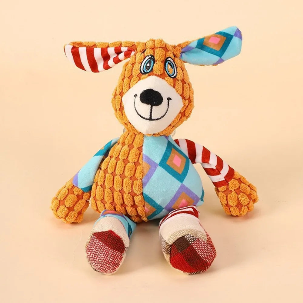 Pet Plush Toy Dog Interactive Teeth Cleaning Toys Cute Animal Style Bite Resistant Squeaky Puppy Sound Chew Toy Pet Supplies