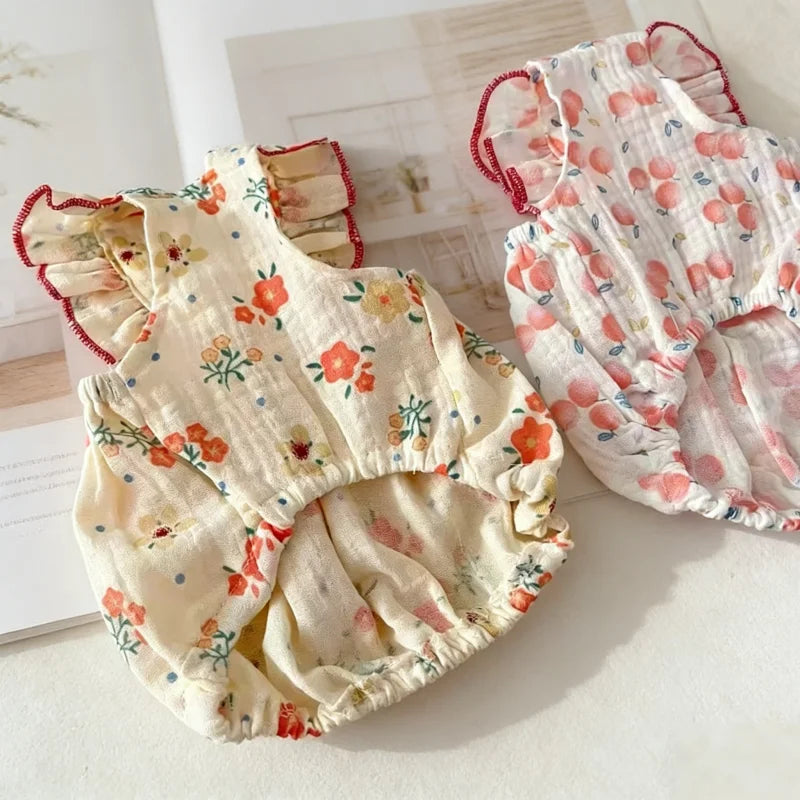 Sweet Dog Princess Dress Fashion Dog Sling Clothes Summer Cotton Puppy Skirt Cute Print Cat Dress Pet Vest Bichon Poodle Costume