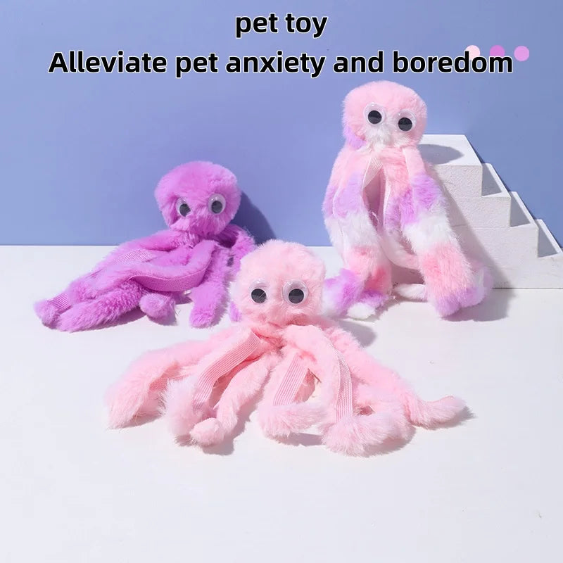 Pet Plush Octopus Toy Cute Chewing Bite Resistant Pet Interactive Entertainment Toy Dog Daily Teeth Cleaning Chew Toy Pet Suppli