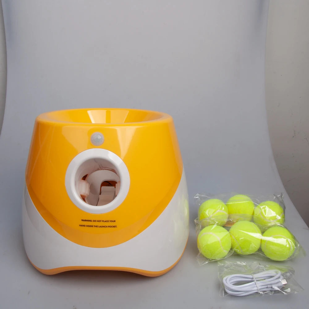 Automatic Ball Launcher for Dogs Interactive Puppy Pet Ball Outdoor Thrower Fetch Machine, 6 Balls Included