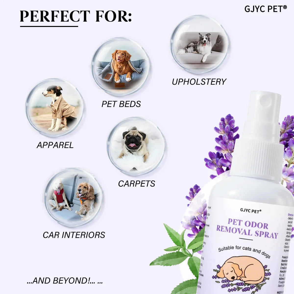Pet Odor Eliminator Spray Verbena & Lavender Scent Alcohol-Free Non-Irritating Gentle Deodorizing Long Lasting Pet Essential