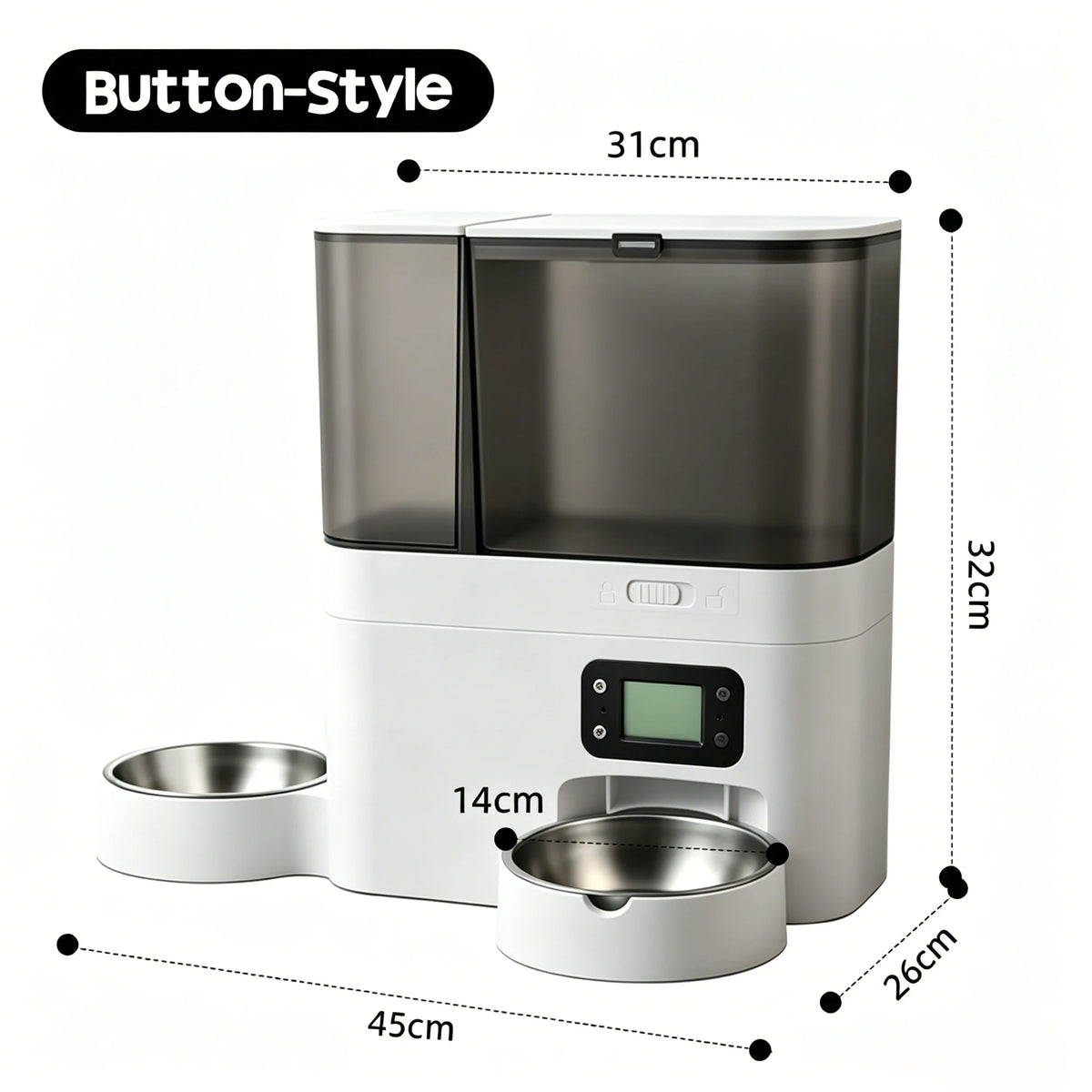 Intelligent Automatic Cat Feeder with Built-in Water Dispenser Integrated Pet Feeding Station Button-WiFi-Video Timed and Quanti