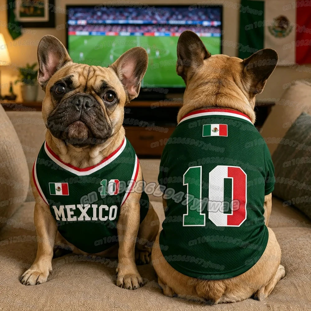2026 new Summer Dog Clothes MEXICO no.10  print Basketball Clothes Puppy T-Shirt Summer Pet Cat Shirts For soccer fans Dogs vest