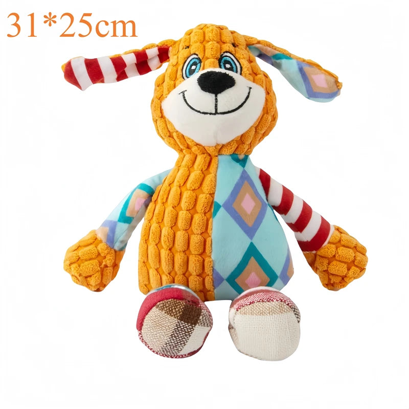 Pet Plush Toy Cat Dog Puzzle Toy Cute Animals Bite Resistant Interactive Squeaky Pet Dog Teeth Cleaning Chew Toy Pet Supplies