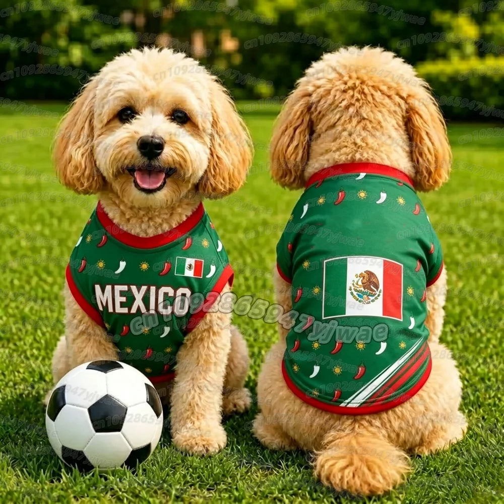 2026 new Summer Dog Clothes MEXICO no.10  print Basketball Clothes Puppy T-Shirt Summer Pet Cat Shirts For soccer fans Dogs vest